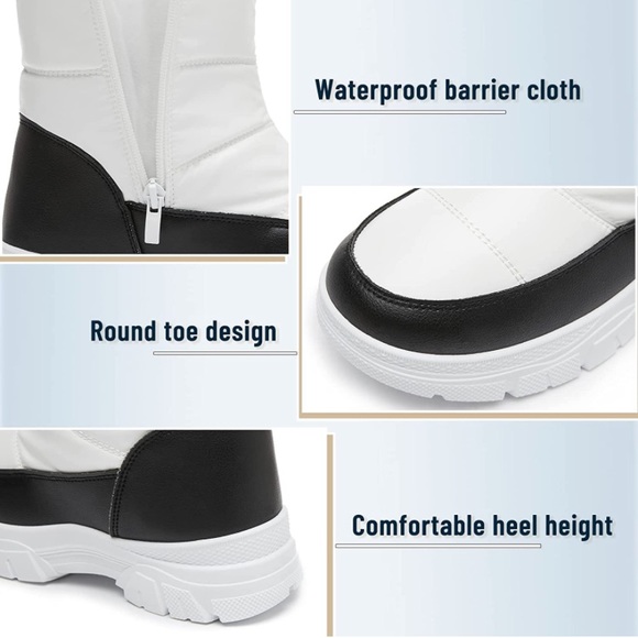 Mid Calf Waterproof Winter Snow Boots Warm Faux Fur Lined - Picture 5 of 6